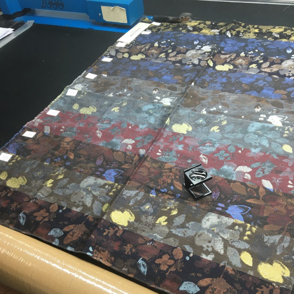 Stephen Walters : Blurred Floral design, part of Stephen Walters' 'Revival' range. 37% Viscose, 28% Wool, 23% Polyester, 12% Silk